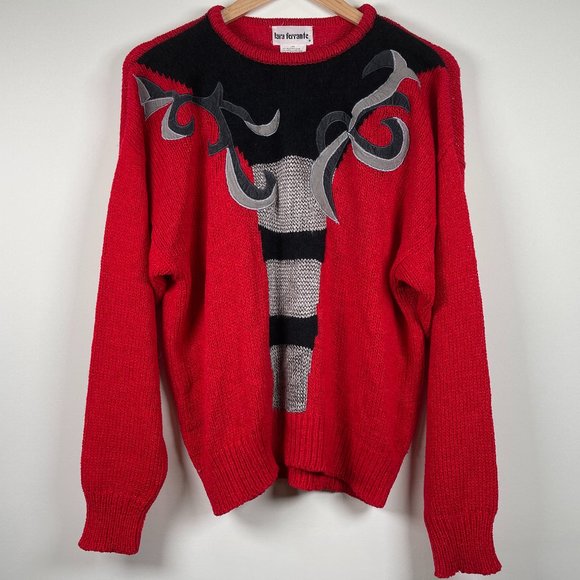 VINTAGE LARA FERRANTE Angora Sweater sz L - Picture 2 of 12